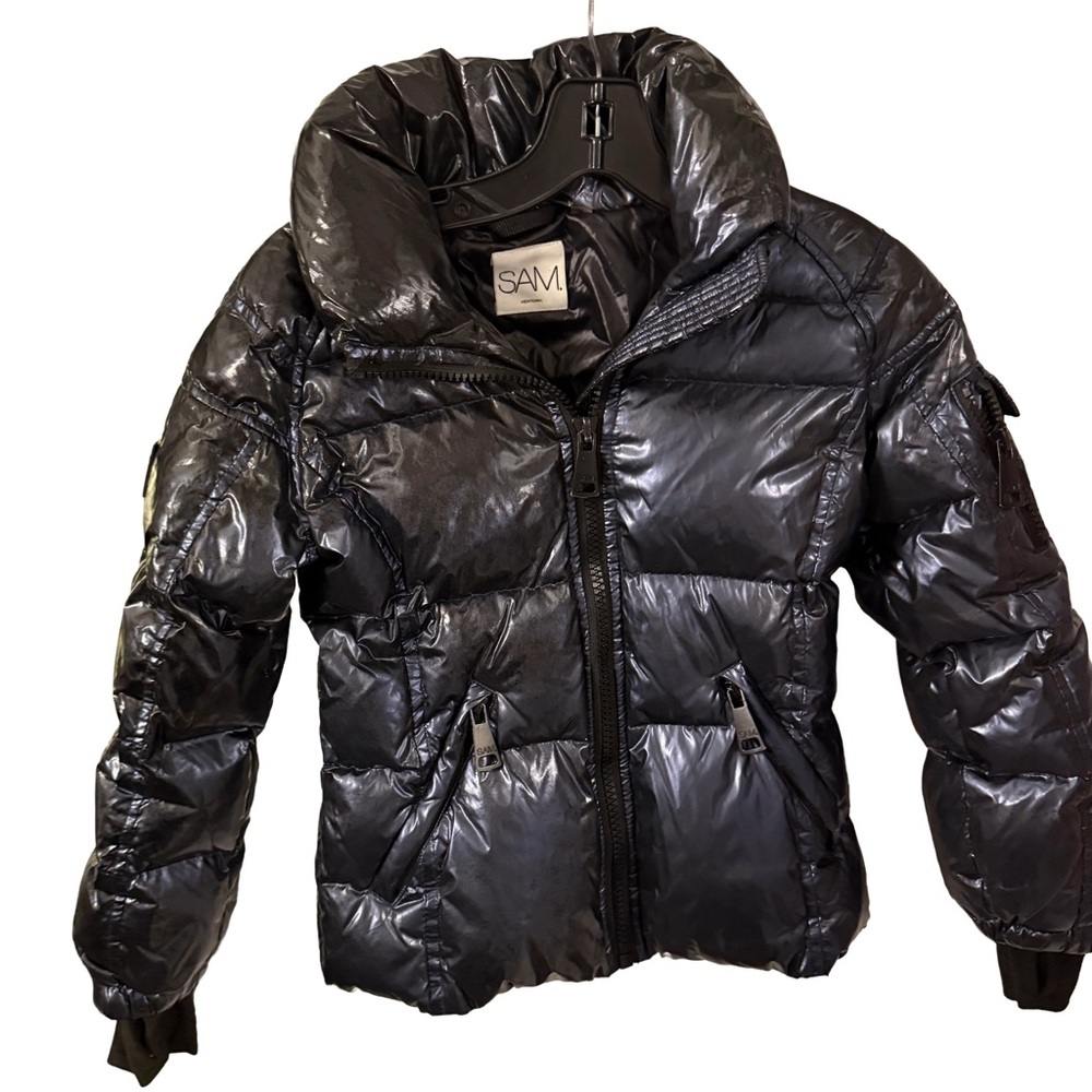 SAM. New York Kids Freestyle Down Puffer Jacket  Glossy Midnight Sz 10 EUC